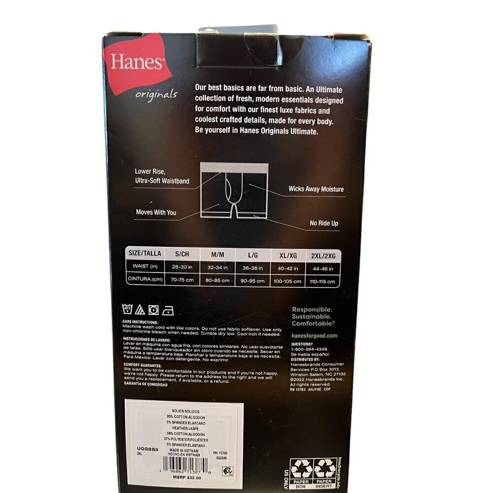 Men's Hanes Original Stretch Boxer Briefs, 3 pack, 2XL - Picture 2 of 4